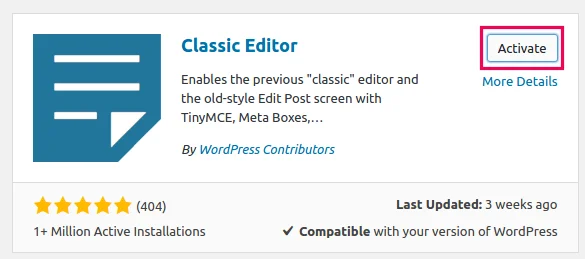 Editor Klasik untuk WordPress